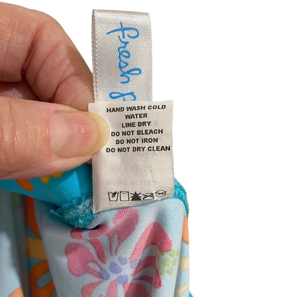 Fresh Produce Splash Blue Multi Floral Fish Print Skirt Pool Beach Women’s Sz L - Picture 7 of 7